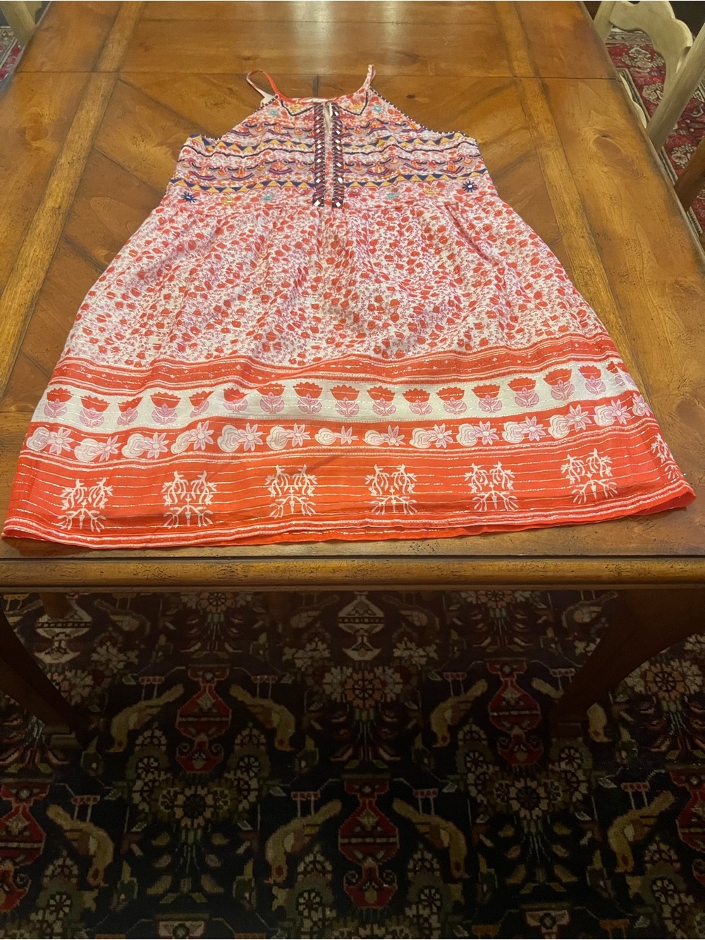 THML Orange Floral-Print Mini Dress Size M